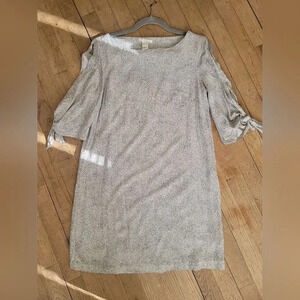 H&M Spotted Slit Tie‎ Sleeve Shift Dress, Size 10